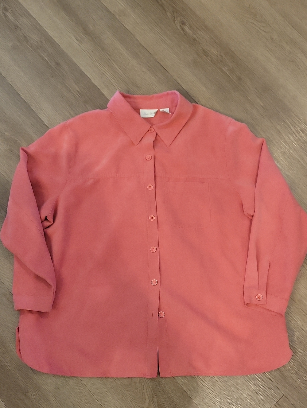Studio Works 2X Womens Button Down Salmon Blouse